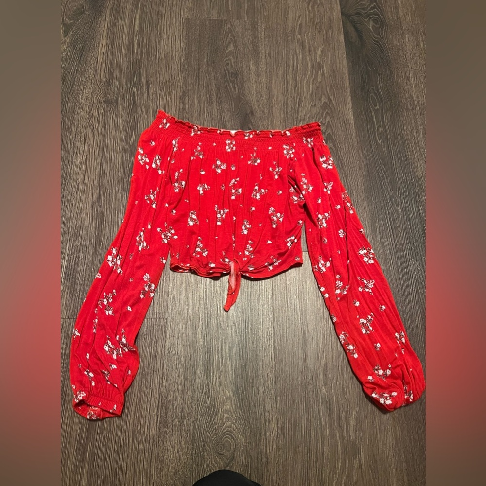 Red floral crop top